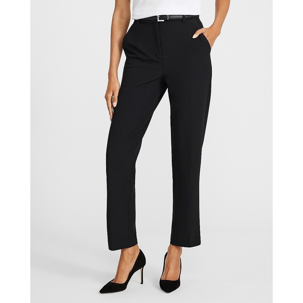 Express Editor High Rise Bootcut Belted Dress Pants Women 2R Black New With Tags